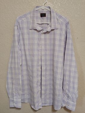 UNTUCKit Lavender and White Plaid Dress Shirt